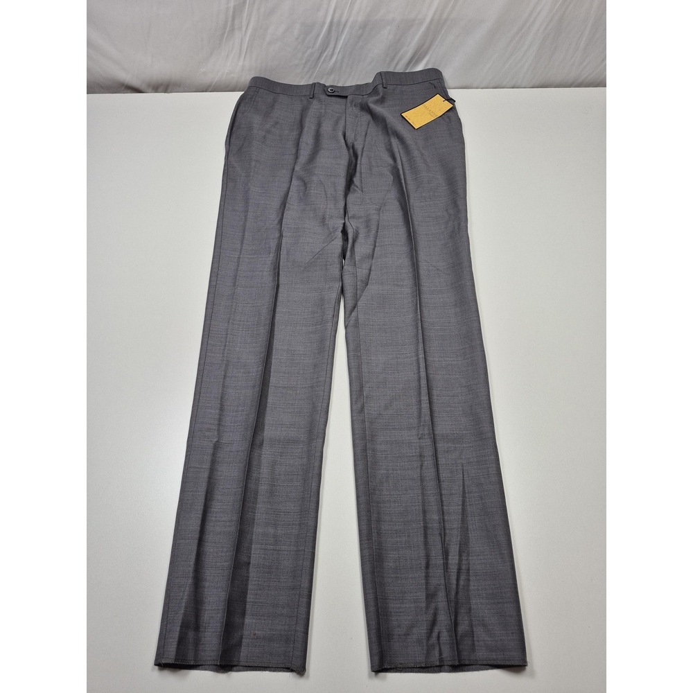 Galante Dress Pants Mens 40x36 Gray Wool Flat Front Straight Unhemmed NWT